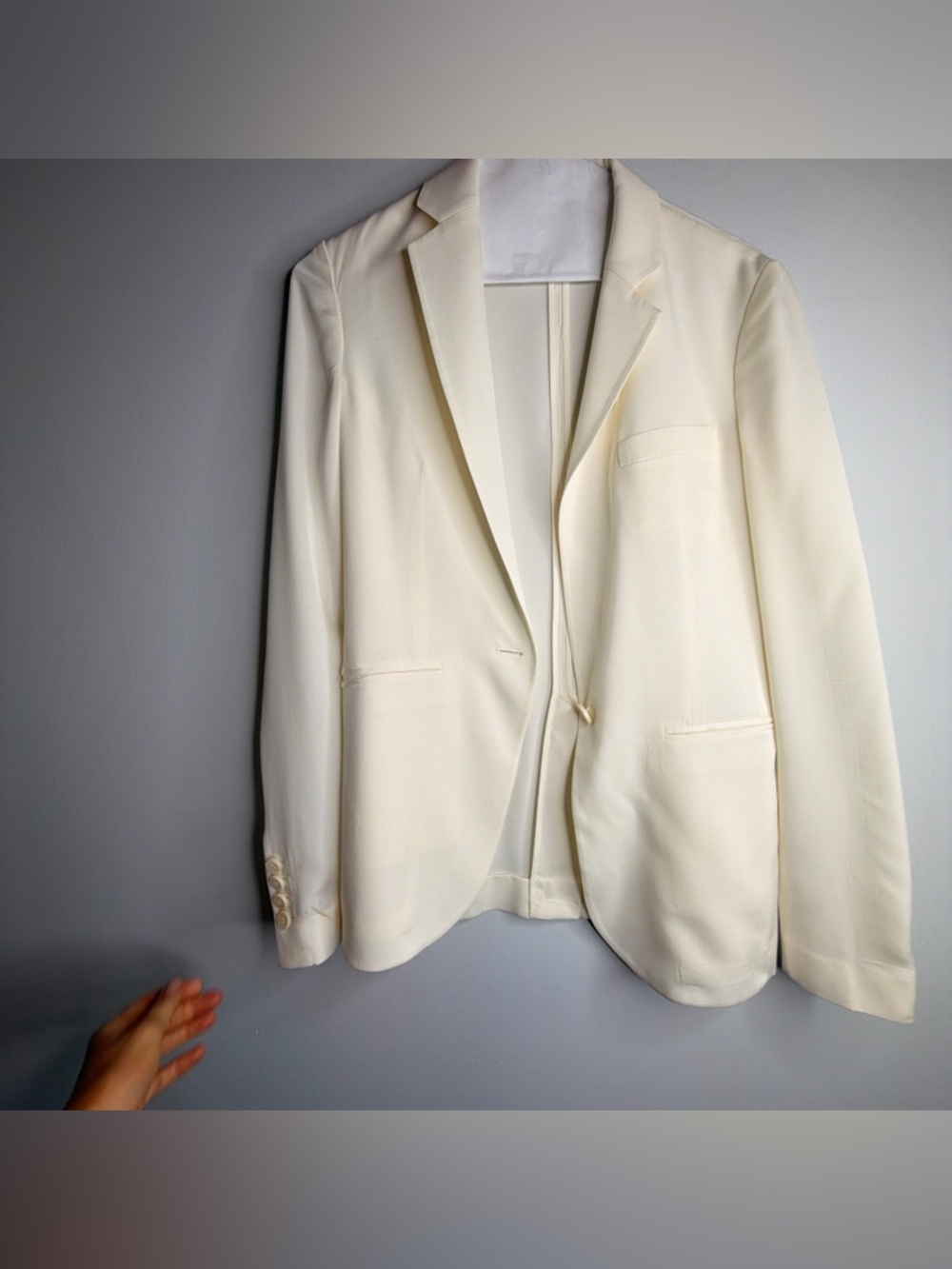 Vince 100% Silk Cream Single-Breasted Blazer 0